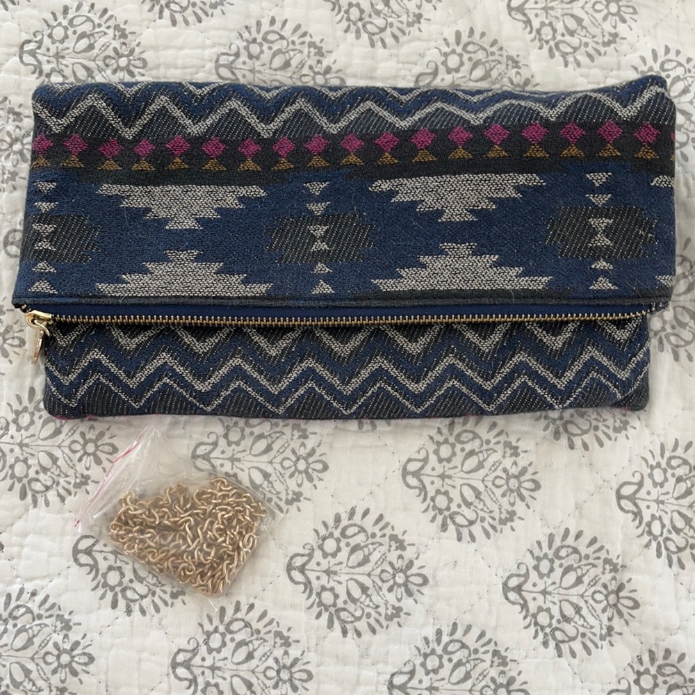 Aztec clutch with removal gold strap purse